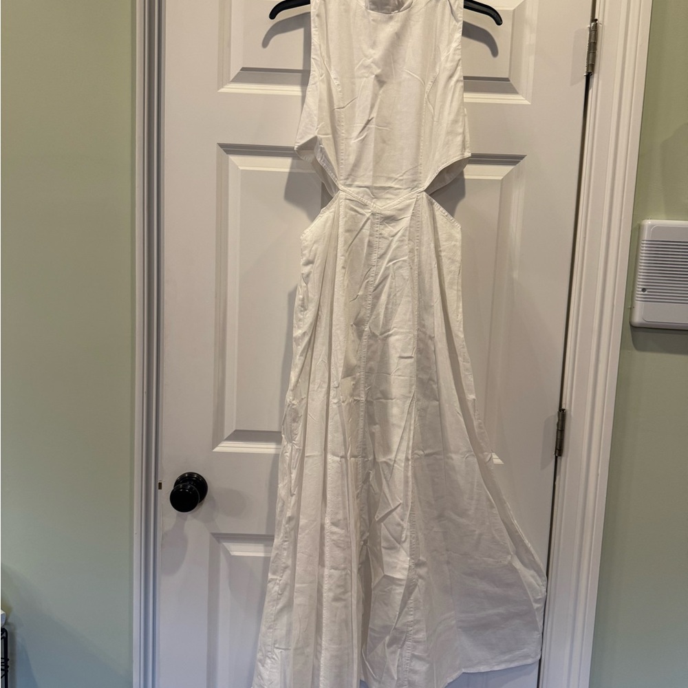 Commense White Cotton & Linen
Cutout Long Dress